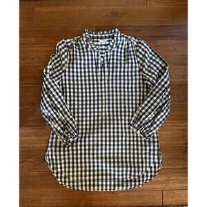 J.Crew popover blue and white check blouse